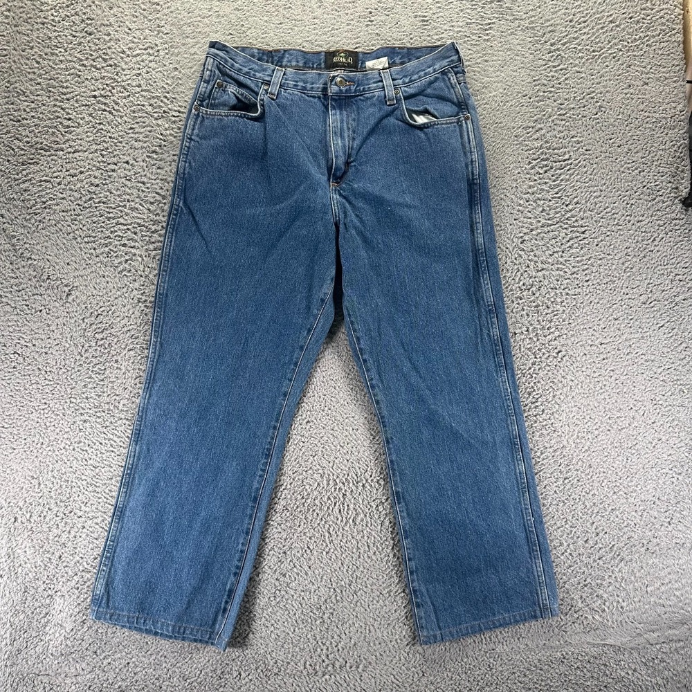 RedHead Jeans Men's 36x28 Blue Cotton Denim Bootcut Leg Workwear Utility Travel
